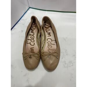 Sam Edelman Nude Leather Ballet Flats Bow Charm Size 8